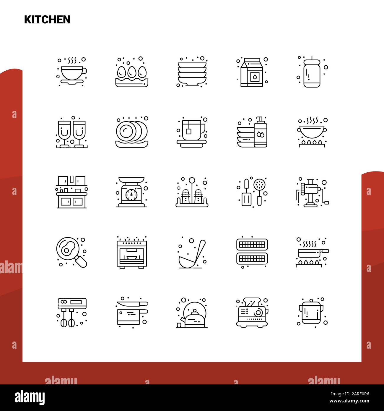 Set of Kitchen Line Icon Set 25 Icons. Vector Minimalism Style Design ...