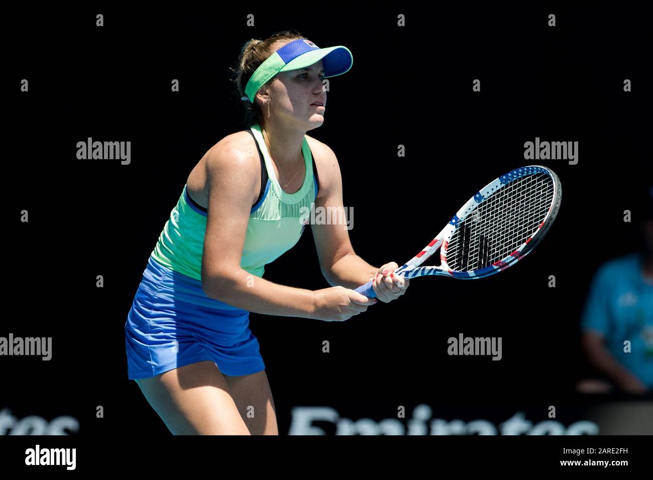 Melbourne, Australien. Januar 2020. Sofia Kenin aus den USA besiegte Den Ons Jabeur aus, Tunesien. , . im Melbourne Park, Melbourne, Australien am 28. Januar 2020. Foto von Peter Dovgan. Kredit: UK Sports Pics Ltd/Alamy Live News Stockfoto