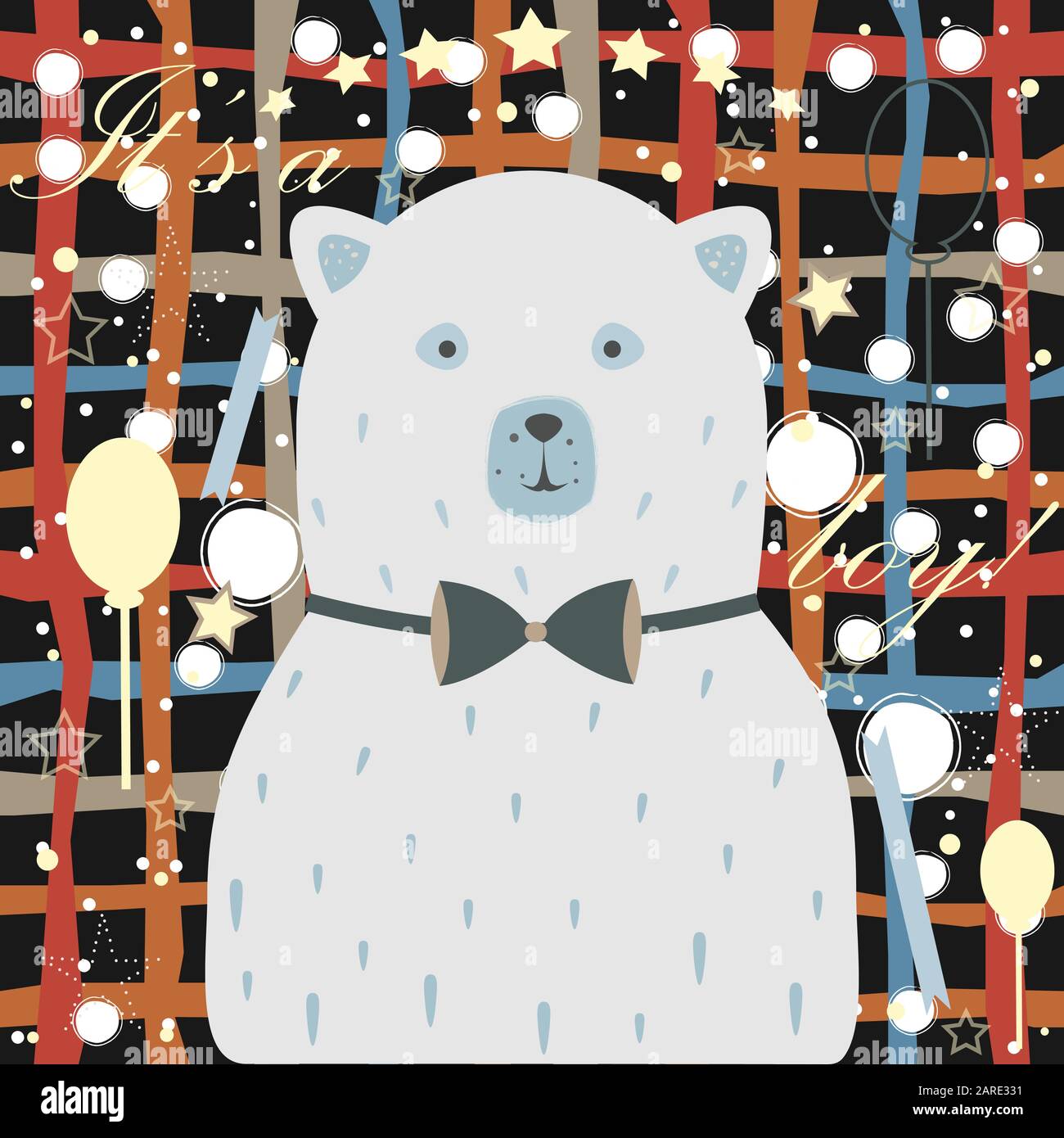 Baby Geburt Ansage. Baby-dusche-Einladung Karte. Cute White Bear verkündet die Ankunft eines Jungen. Card Design mit der Meldung. Blau Backgrou Stock Vektor