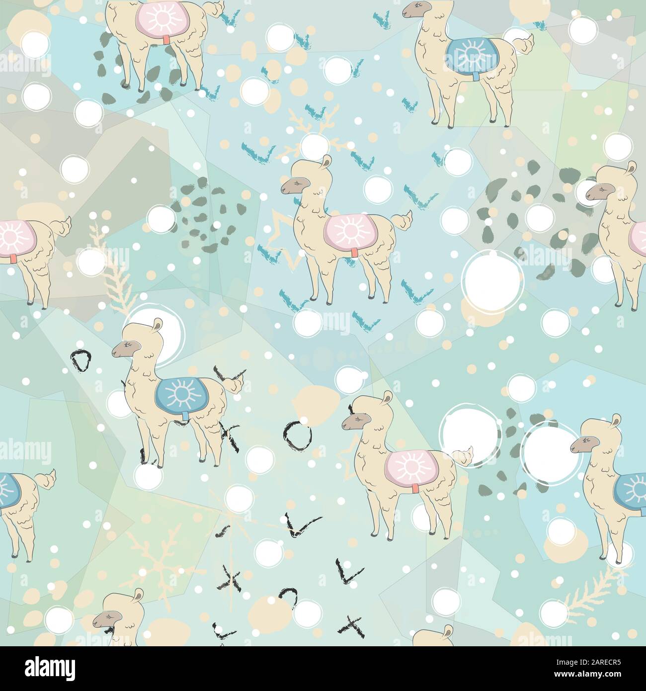 Nahtlose Alpaka, hand Skandinavischen niedliche Design gezeichnet. Vector Illustration Stock Vektor