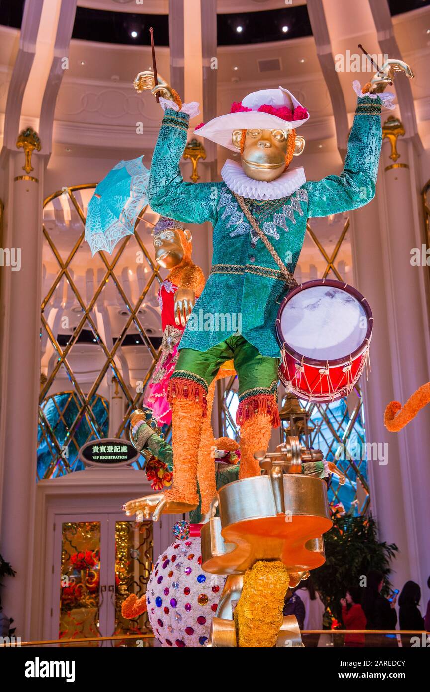 Die Blumenkreationen im Wynn Palace Hotel in Macau Stockfoto