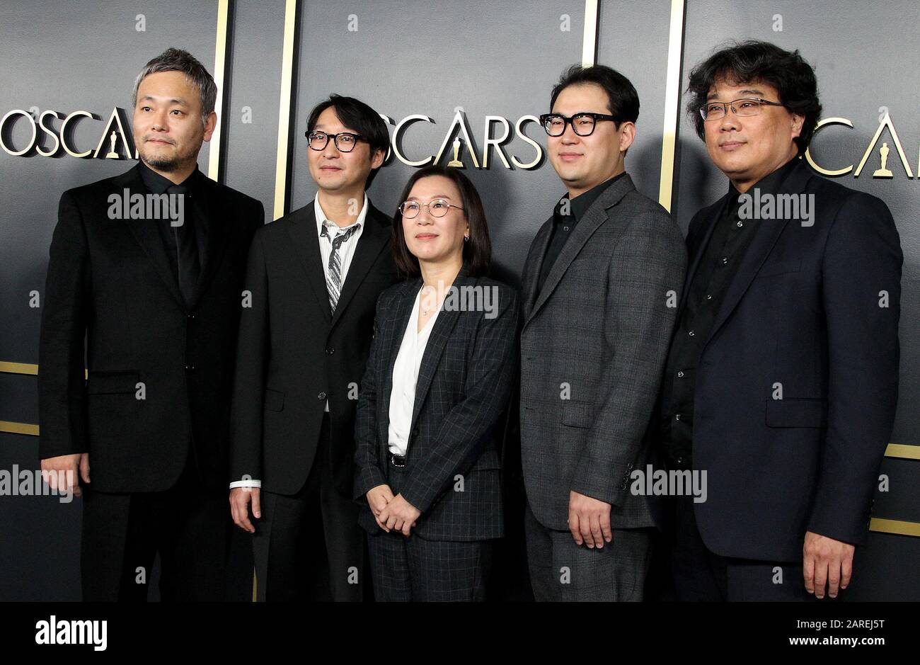 27. Januar 2020 - Hollywood, Kalifornien - ha-jun Lee, Yang Jin-mo, Kwak Sin-ae, Han Jin Wan und Bon Joon-ho. Die 92. Oscarverleihung Nominierte Luncheon im Ray Dolby Ballroom in Hollywood, Kalifornien. (Kreditbild: © AdMedia über ZUMA Wire) Stockfoto