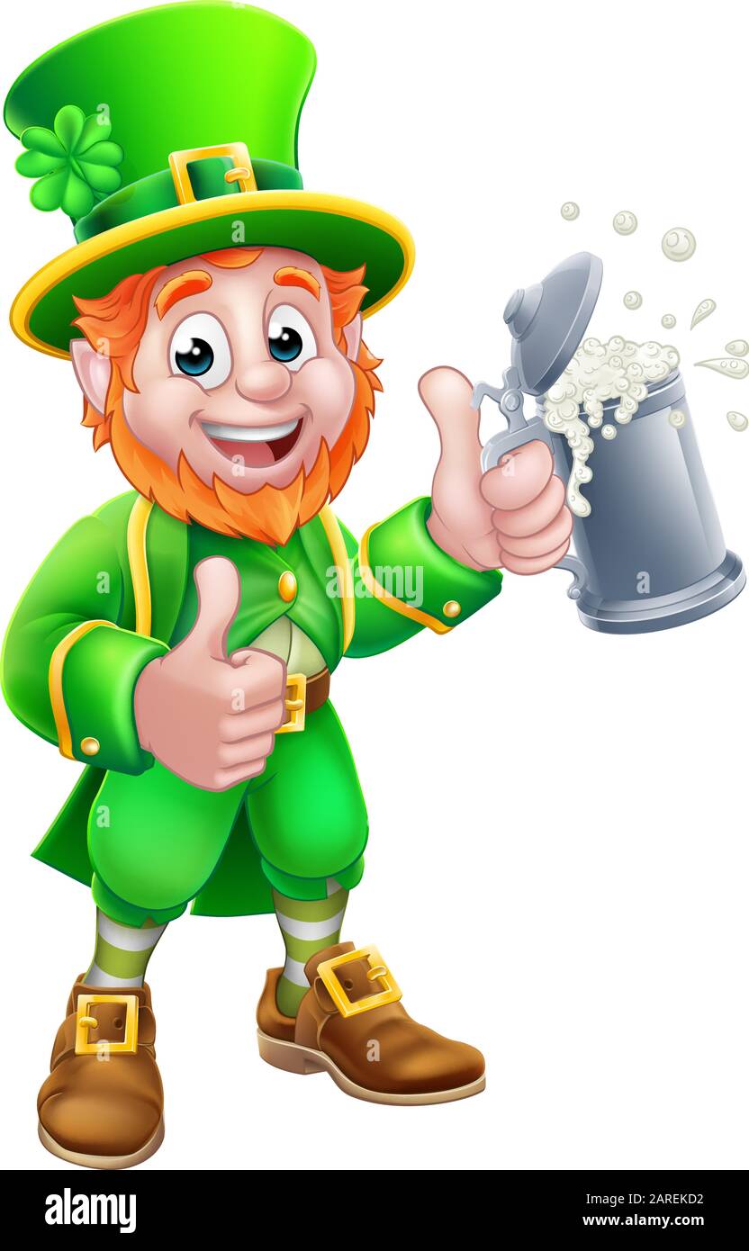 Leprechaun St Patricks Day Zeichentrickfigur Stock Vektor