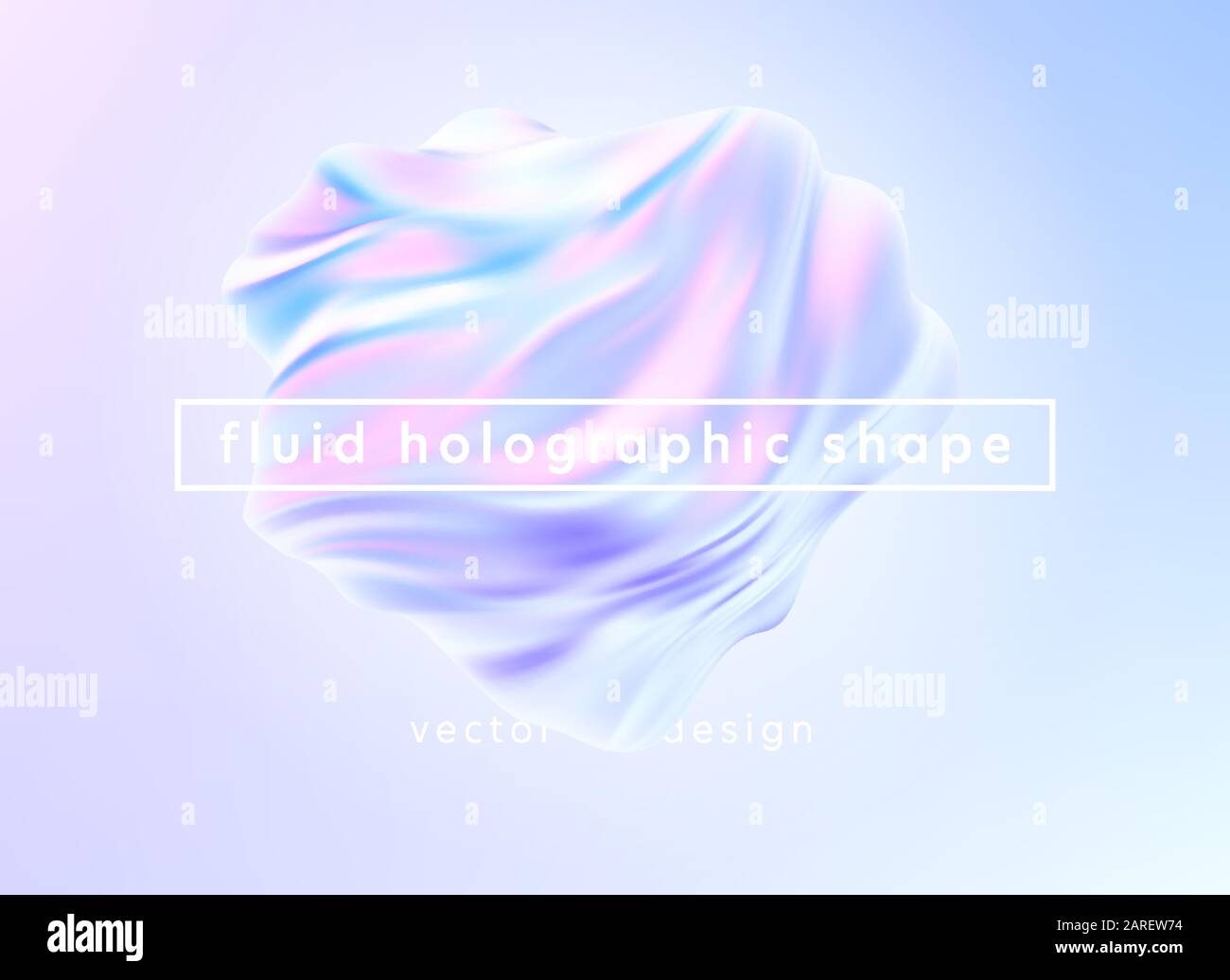 Trendige, realistische Muster mit holografischer 3D-Form auf blauem Hintergrund für Bannerdesign. Hintergrund der Flüssigkeitsform. Regenbogenhintergrund. Designvorlage Stock Vektor