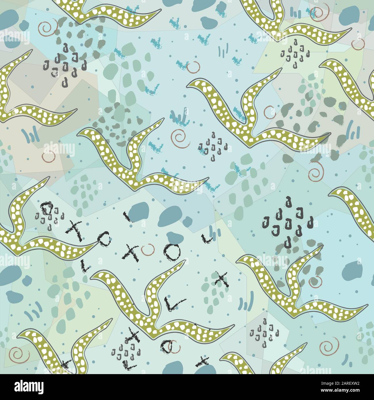 Nahtlose Algen nahtlose Muster. Moderne digitale Design. Marine, Sich wiederholendes Muster. Modern im skandinavischen Stil. Moderne Farben und Design. Stock Vektor