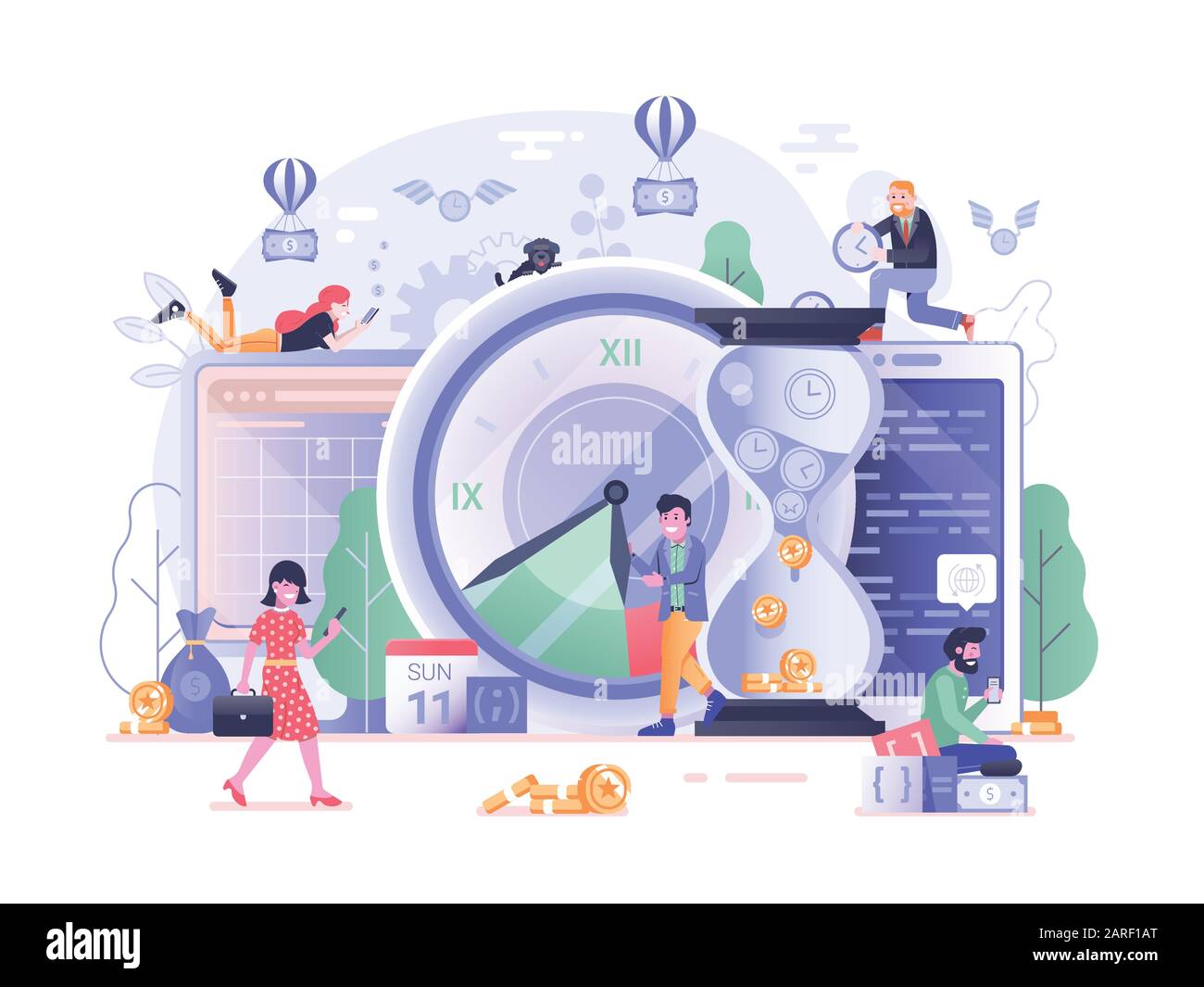 Time is Money Business Concept in Flat Stock Vektor