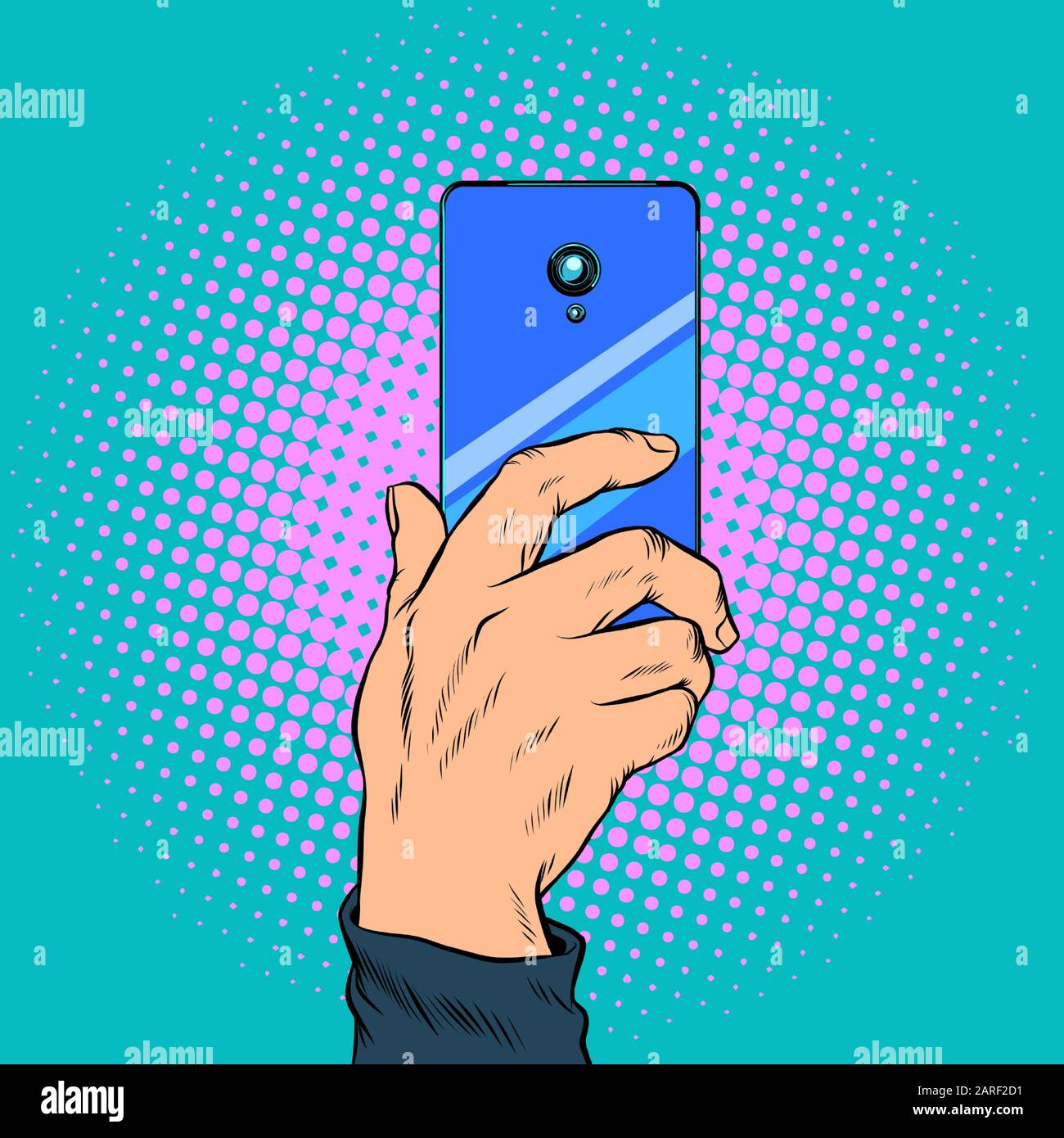 Nahaufnahme: Smartphone in der Hand nimmt ein Foto auf Stock Vektor