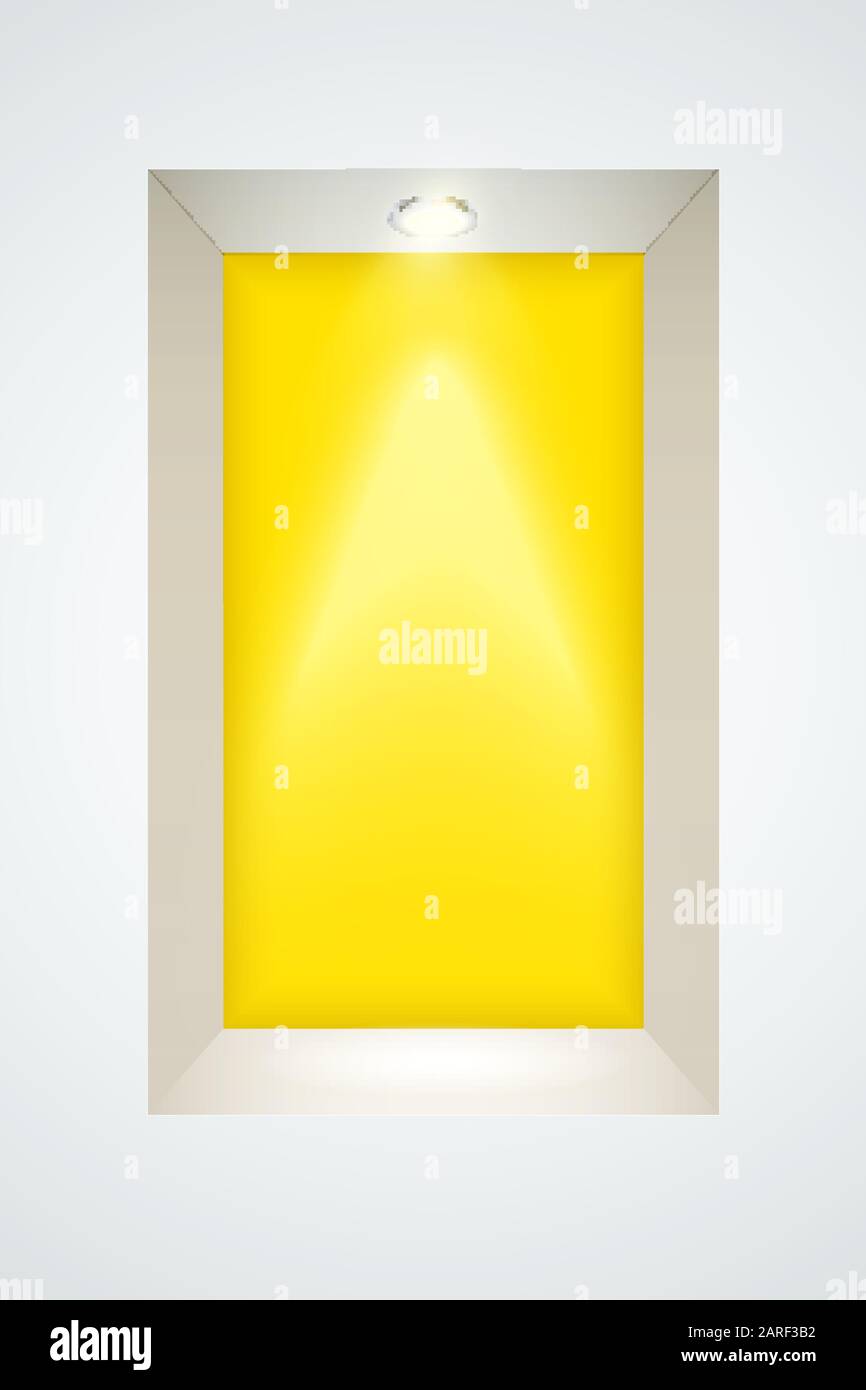 Weiße und gelbe Wandnische mit Spotlight Stock Vektor