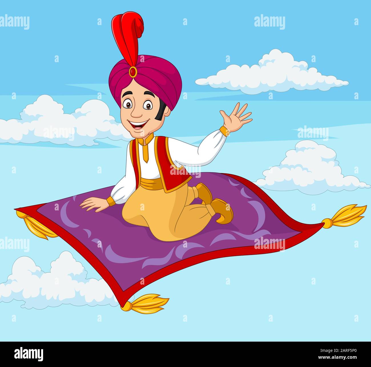 Cartoon aladdin Reisen auf fliegenden Teppich Stock-Vektorgrafik - Alamy