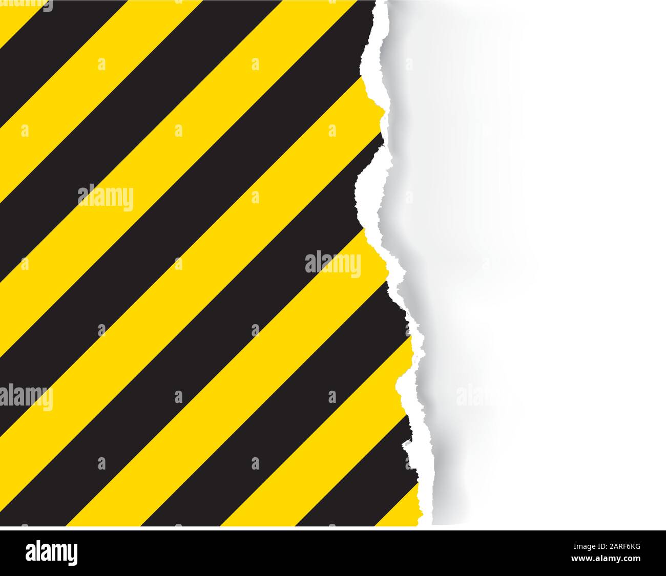 Papier Mit Papieraufriss Und Konstruktionsschild. Abbildung: Geripptes Papier mit Einem Konstruktionsschild mit Platz für Ihr Bild oder Ihren Text. Vektor verfügbar. Stock Vektor