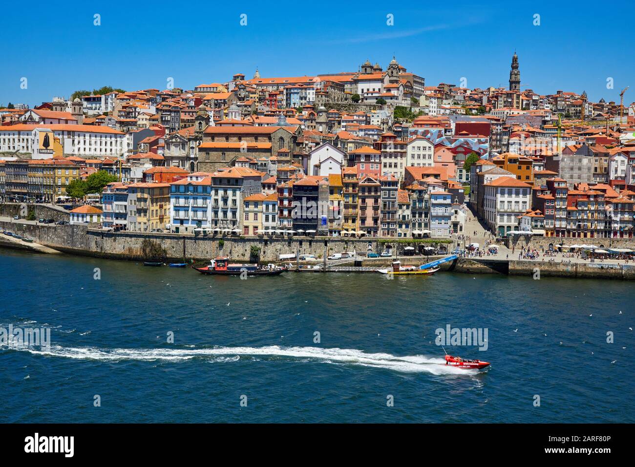 Cais da Ribeira, Rio Douro, Porto, Portugal Stockfoto