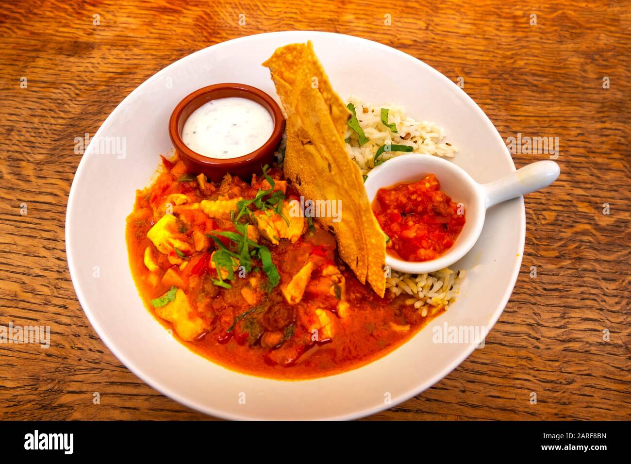 Indien, Essen, Chiken Curry. Stockfoto