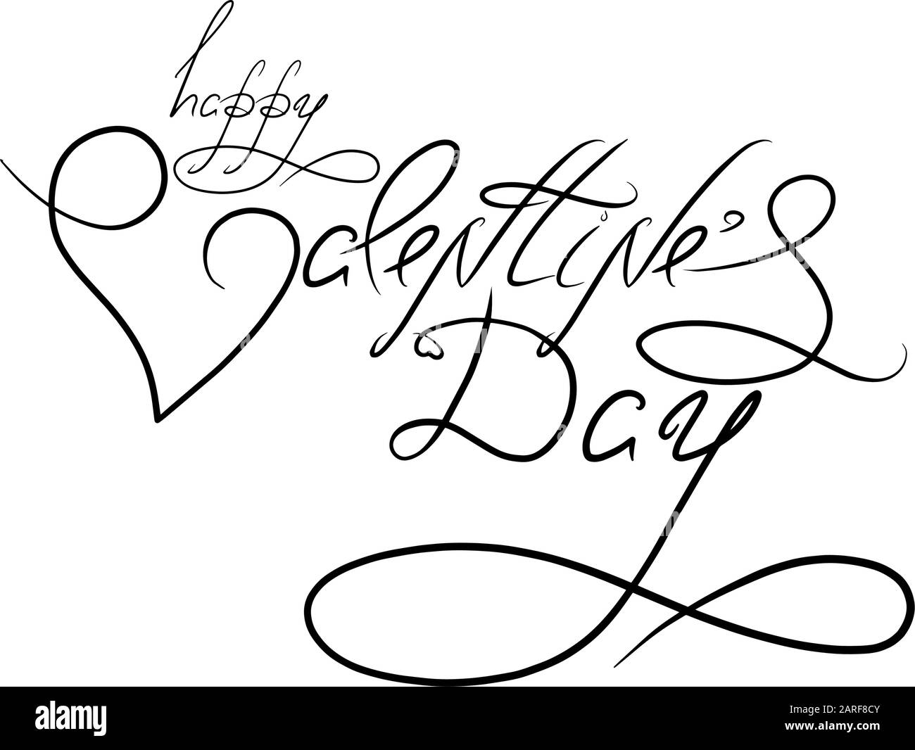 Gezeichneter Schriftzug "Happy Valentine Day". Liebe Designelemente. Kalligraphie Romantische Phrase für Engagement. Stock-Vektor-Text für Druck, Karte, T-Shirt isoliert auf weißem Hintergrund. Stock Vektor
