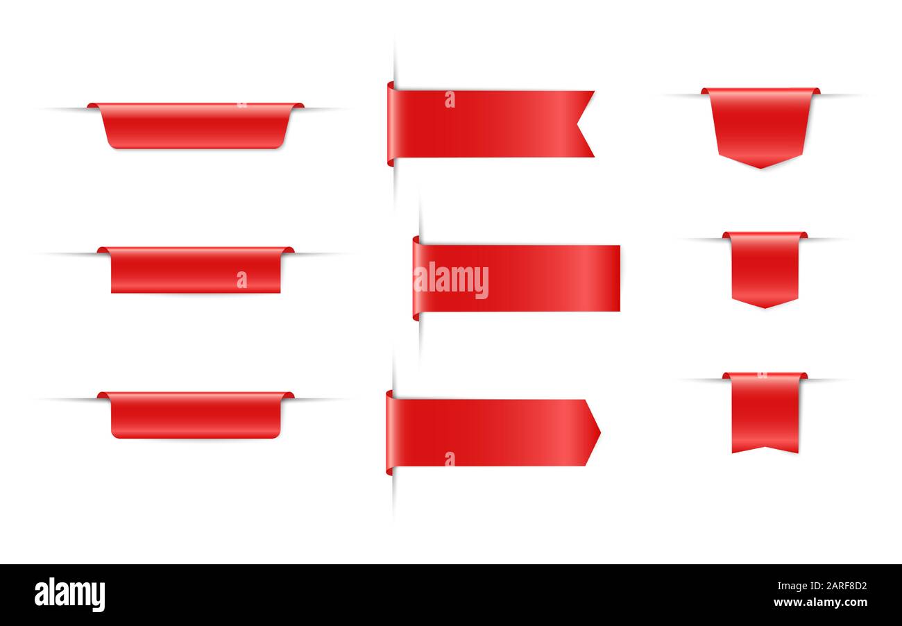Set mit leeren roten Farbbändern und Etiketten. Vector Discount-Banner Stock Vektor