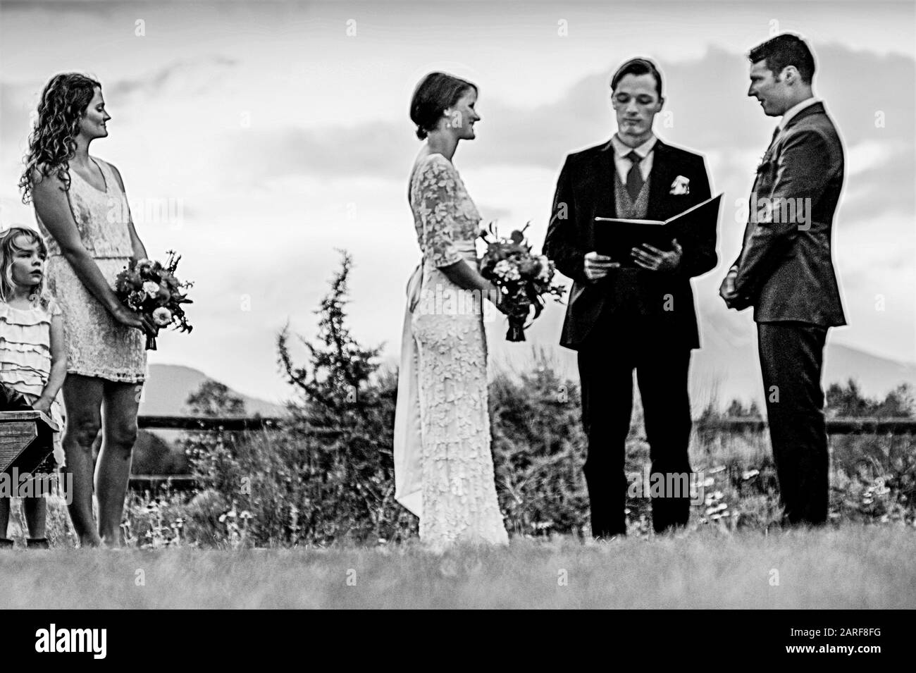 USA, Oregon, Hochzeit von Margaux Mennesson und Chris Ryan auf Sep. 21. 2013 bei Bend. Stockfoto