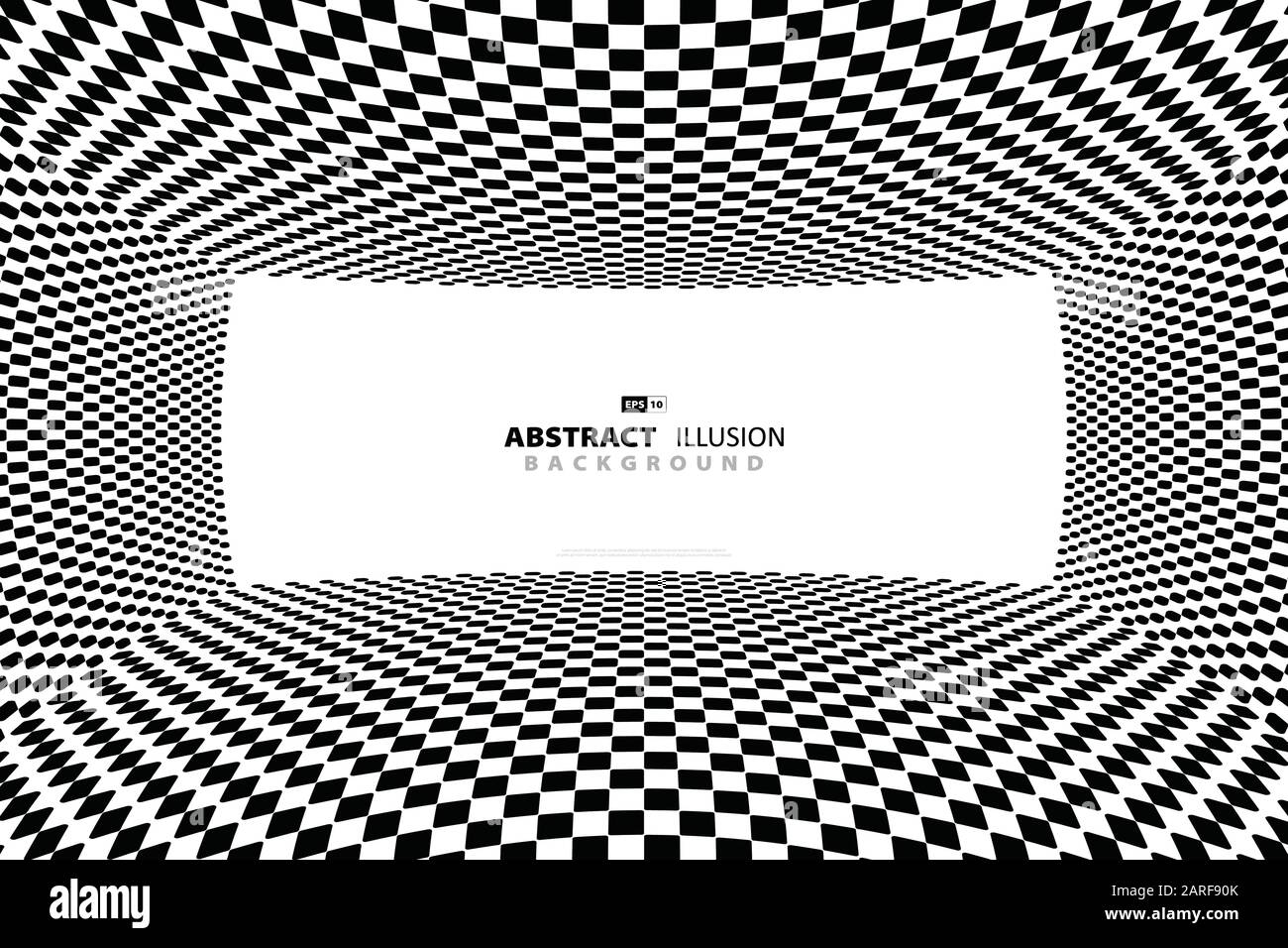 Abstrakter Hintergrund mit schwarzem und weißem quadratischem Muster im optischen Design. Verwendung für Werbung, Poster, Vorlagendesign, Grafiken, Cover, Geschäftsbericht. Abbildung VE Stock Vektor