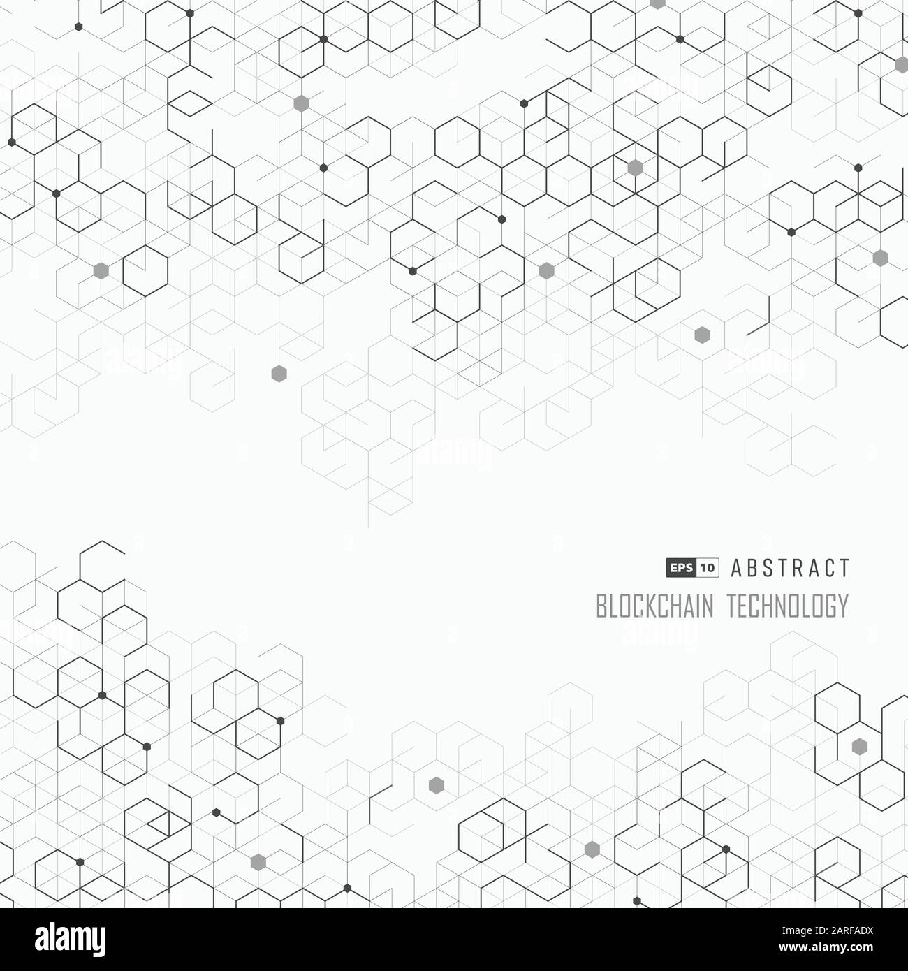 Abstrakte Abdeckung sechseckiger geometrischer Blockchain Design Artwork. Verwendung für Cover, Werbung, Vorlagendesign, Druck, Präsentation. Illustrationsvektor eps10 Stock Vektor