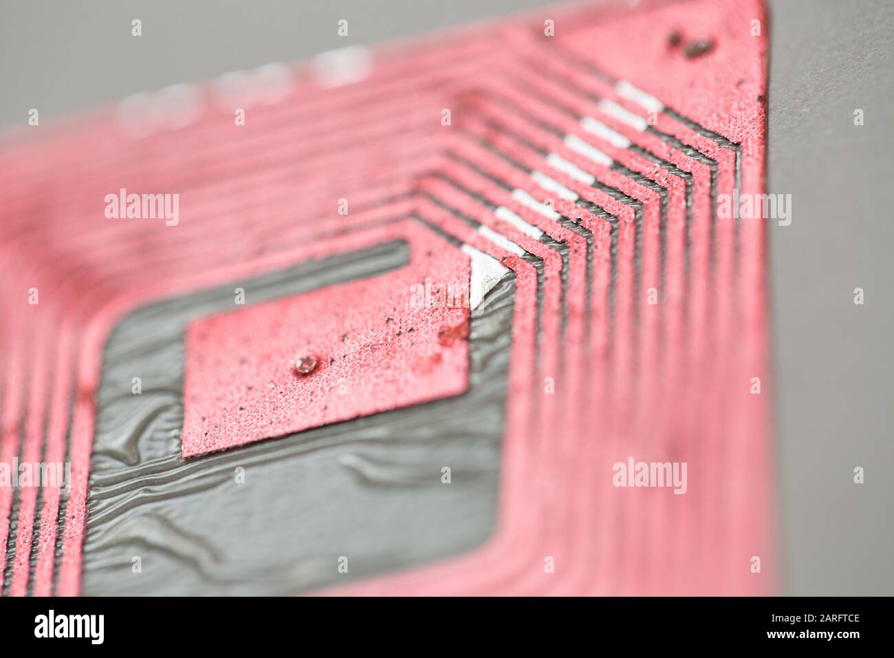 Extreme Nahaufnahme des RFID-Tags Stockfoto