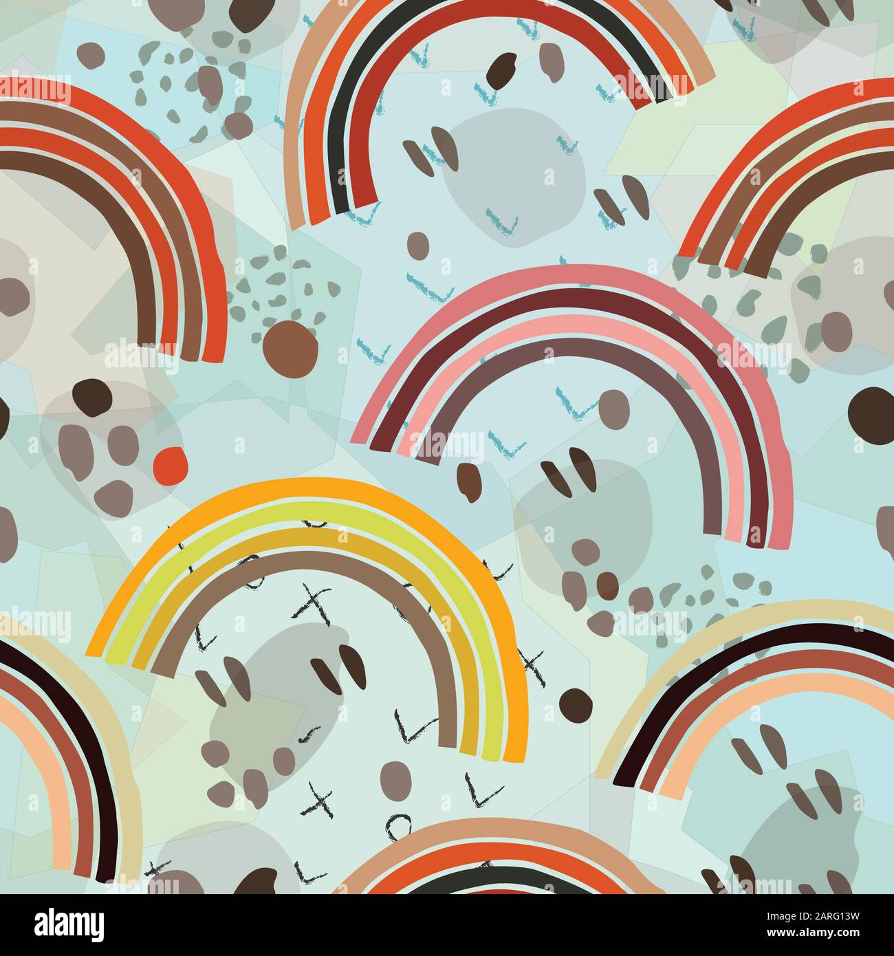 Cute skandinavischen Terrakotta Muster in modernen Farben. Rainbow Terrakotta Vibes. Moderne abstrakte Kunst für Ausdrucke. Nordic Design Stock Vektor
