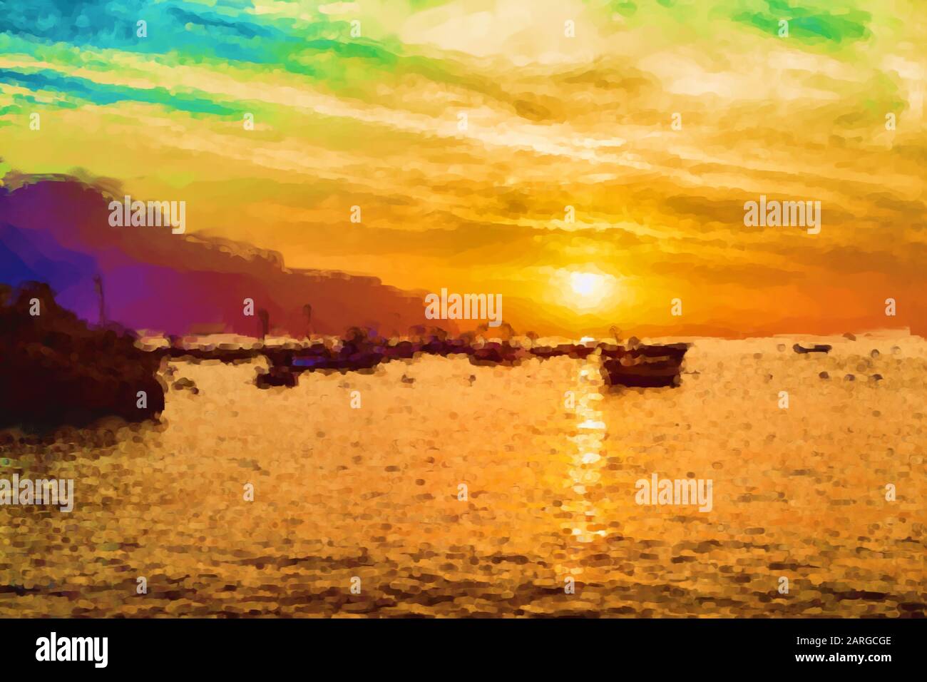Sonnenaufgang am Strand in Conca dei Marini Stockfoto