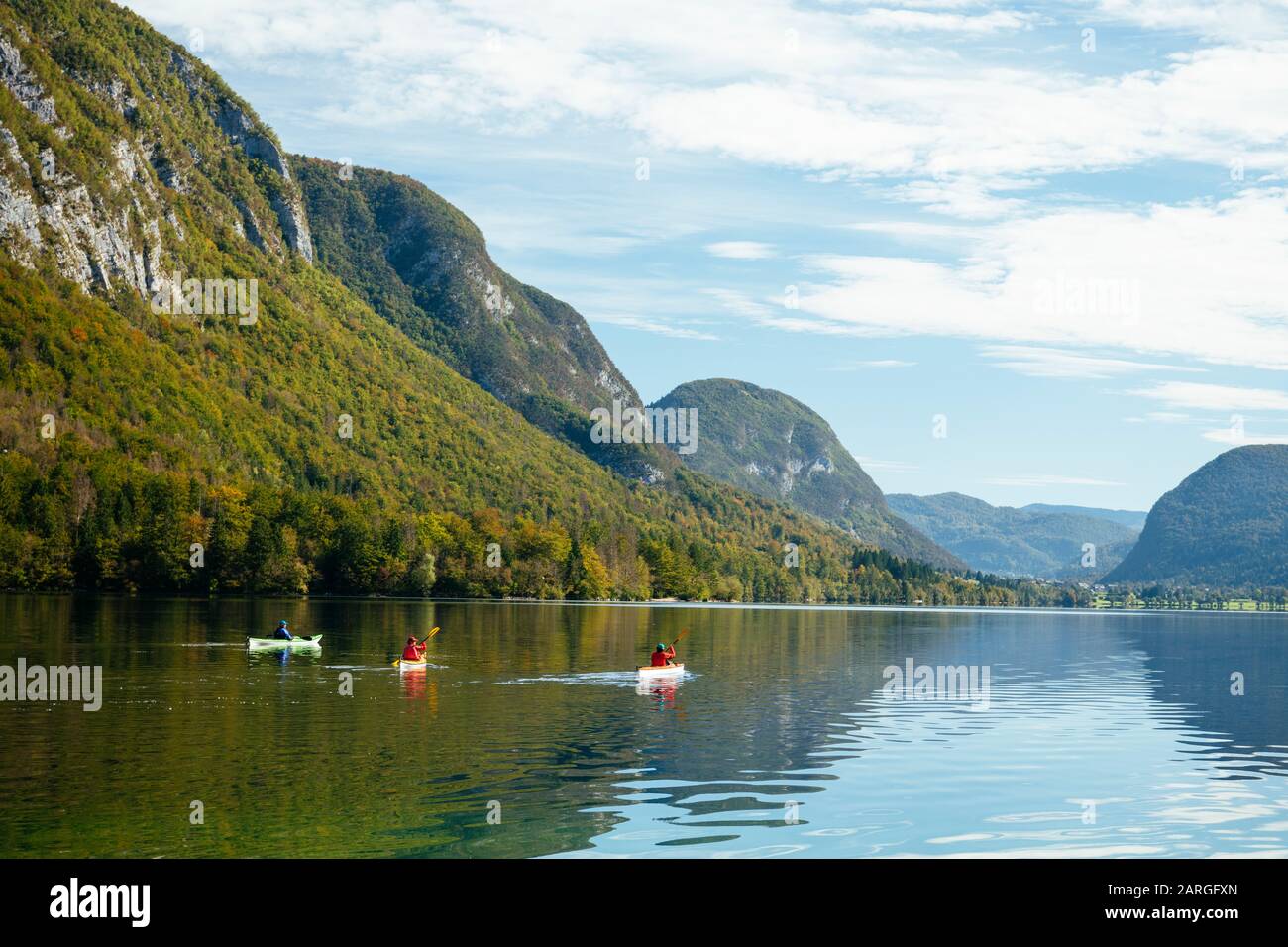 Bohinjer See, Triglav Nationalpark, Upper Carniola, Slowenien, Europa Stockfoto