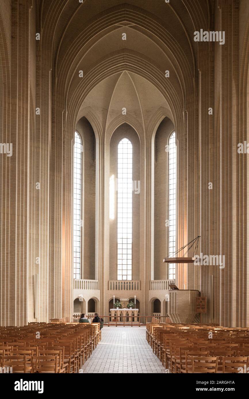 Innenansicht der Grundvignis-Kirche, Bispebjerg, Kopenhagen, Dänemark, Skandinavien, Europa Stockfoto