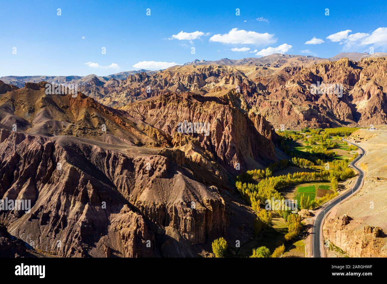 Luftaufnahme der Berge um Bamyan, Afghanistan, Asien Stockfoto