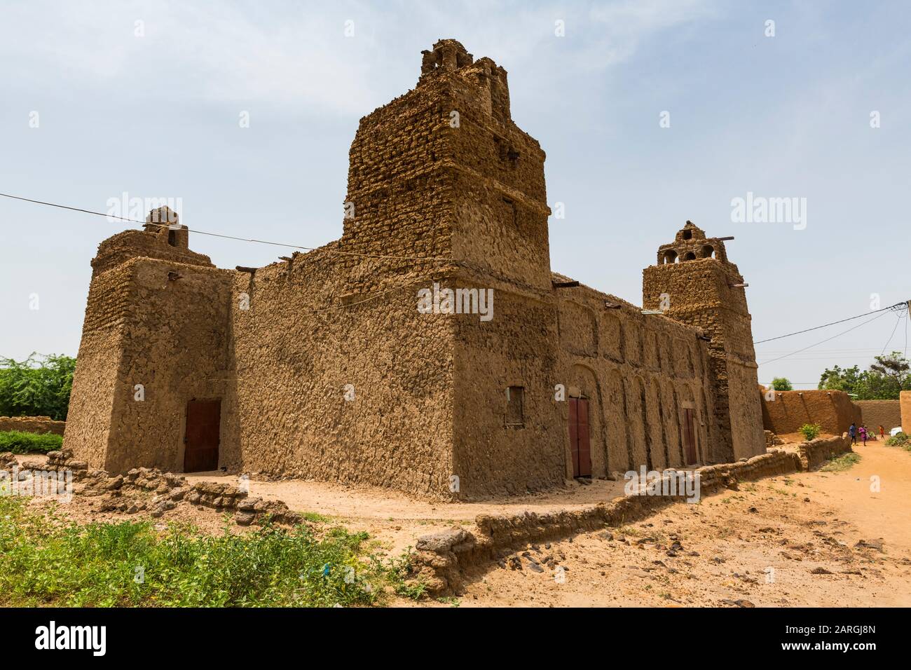 Architekturmoschee im Hausa-Stil in Yaama, Niger, Westafrika, Afrika Stockfoto