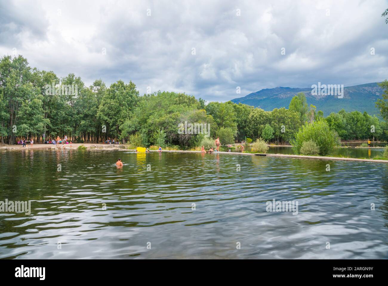 Las Presillas Naturpools. Rascafria, Provinz Madrid, Spanien. Stockfoto