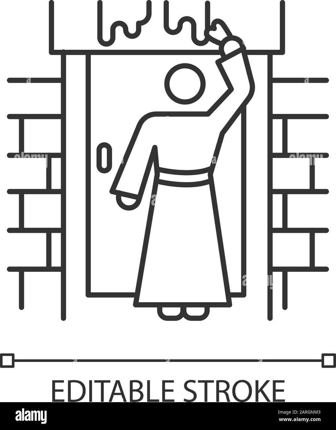 Das lineare Symbol der Passah-Bibel-Geschichte. Hebräer Sklaverei. Das alte Ägypten zehn Plagen. Exodus Buch biblische Erzählung. Dünne Linie. Vektorisola Stock Vektor