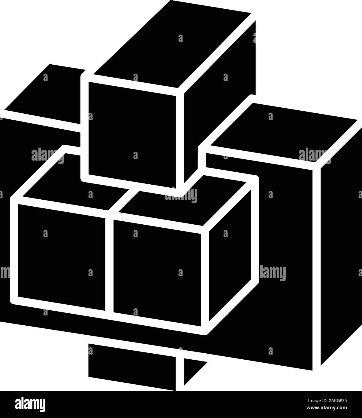 Symbol für Konstruktionsrätsel-Glyphe. Verbundene Teile. Versuch und Fehler, zusammengespieltes Spiel. Mentale Bewegung. Einfallsreichtum testen. Hirn-Teaser. Silhouettensymbol Stock Vektor