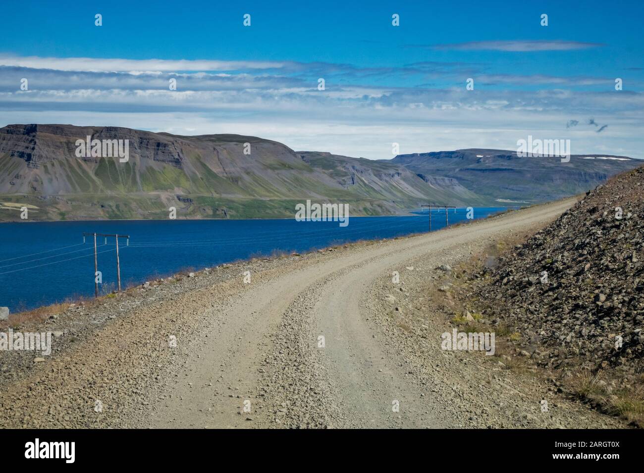 Landstraßen, Gilsfjordur Westfords, Island Stockfoto