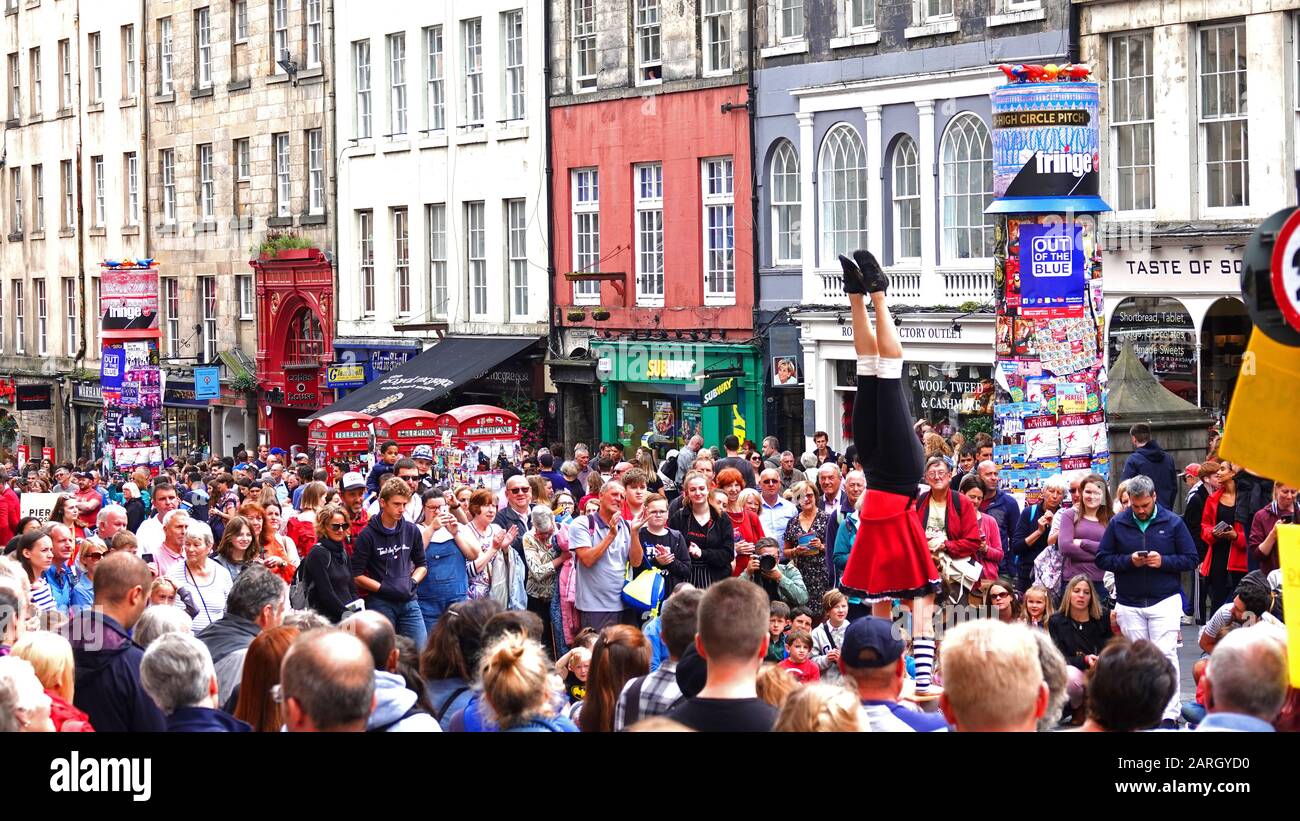 Edinburgh Fringe Festival, Street Performer, Royal Mile Stockfoto