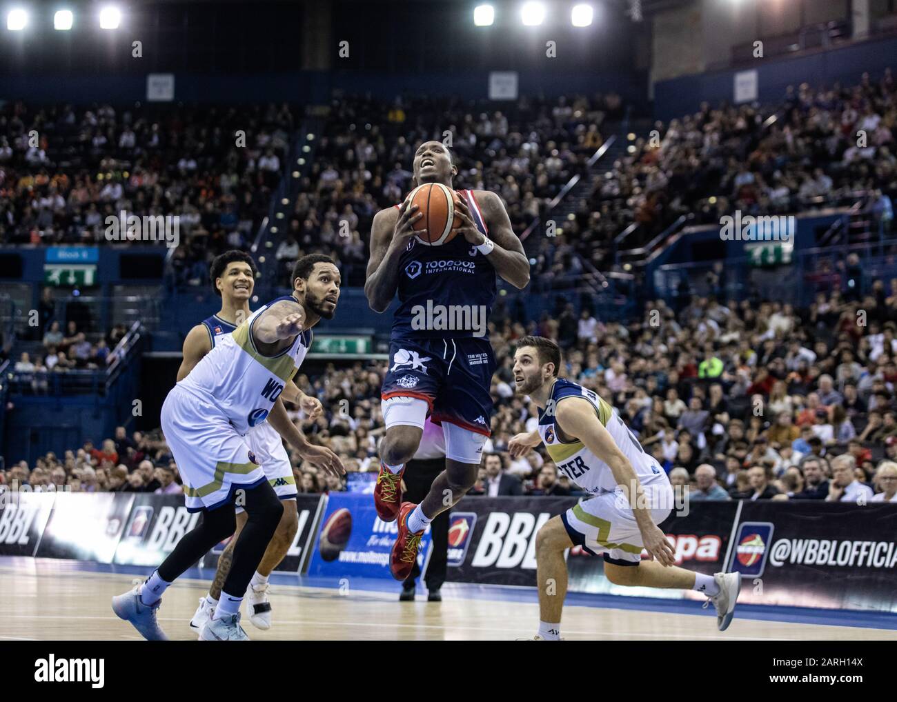 Birmingham, Großbritannien, 26. Januar 2020. Worcester Wolves besiegt Bristol Flyers, 67-59, um den BBL Cup in der Arena Birmingham, Birmingham UK zu gewinnen. Copyright Carol Moir/Alamy. Stockfoto