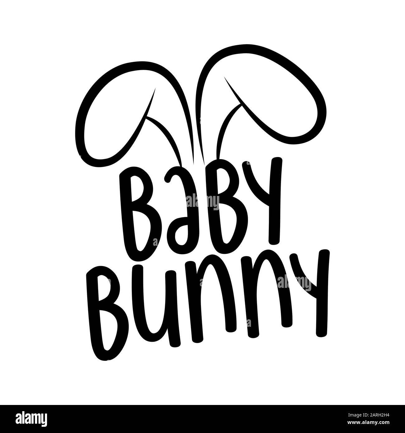 Baby Bunny - handgezeichnete moderne Kalligraphie Design Vektor-Illustration. Perfekt für Werbung, Poster, Ankündigung oder Grußkarte. Lustige Briefe. Stock Vektor