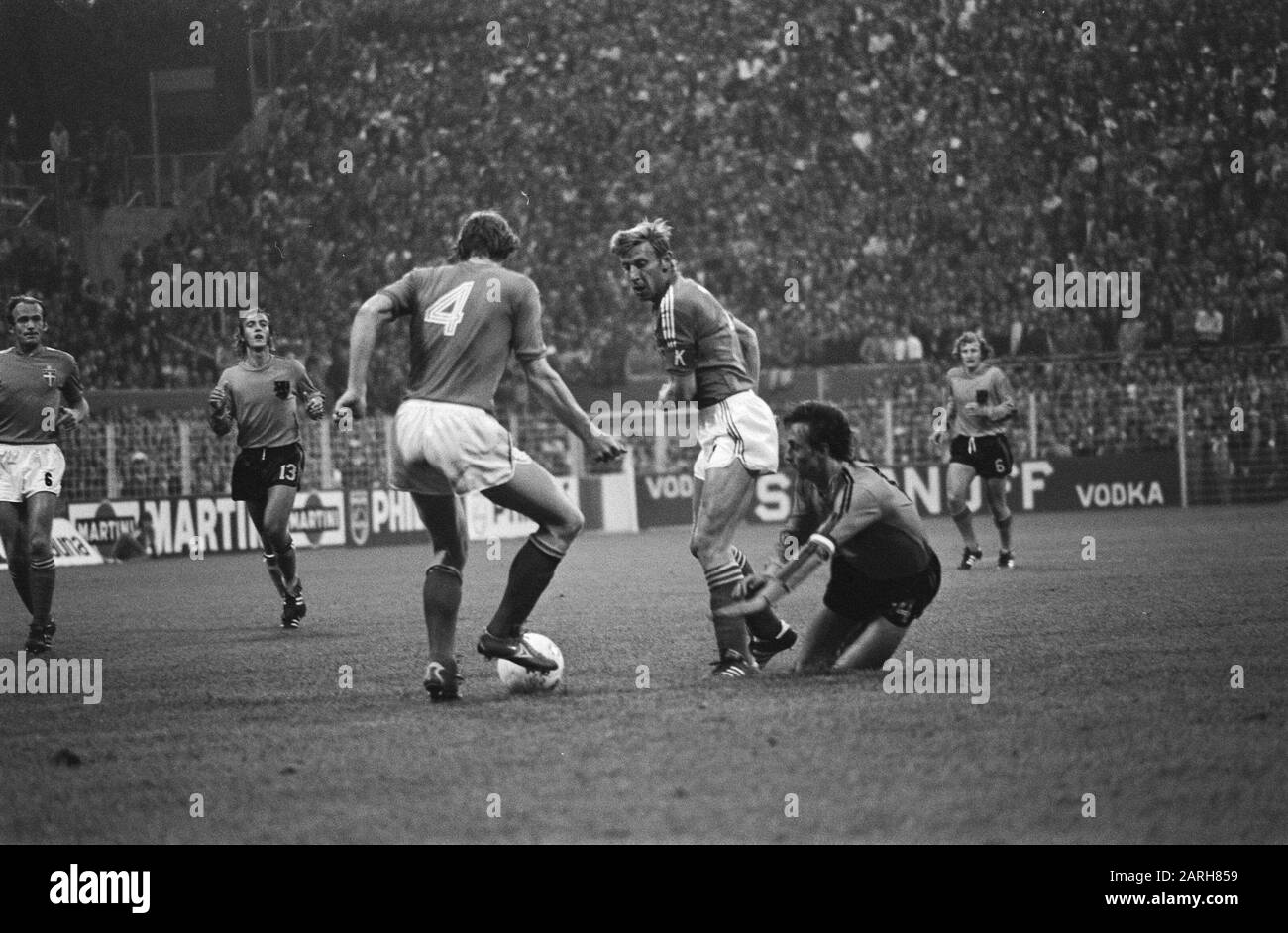 Weltmeisterschaft 74, Niederlande gegen Schweden 0-0, Game Moments Datum: 19. Juni 1974 Schlagwörter: Sport, Fußball, Weltmeisterschaften Stockfoto