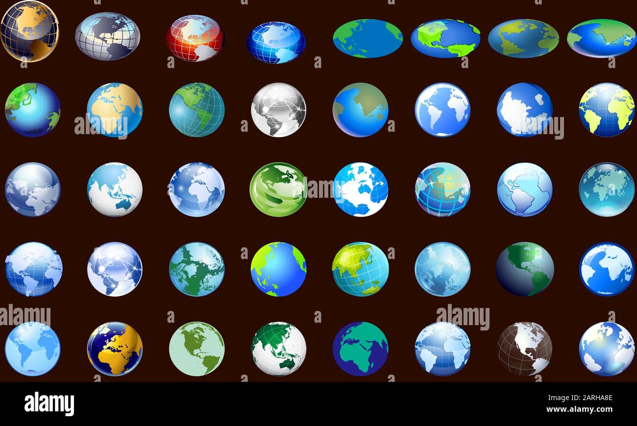 Vektor-Satz von Cartoon-Planeten. Bunte Menge isolierter Objekte. Hintergrund des Speicherplatzes. Fantasy-Planeten. Stock Vektor