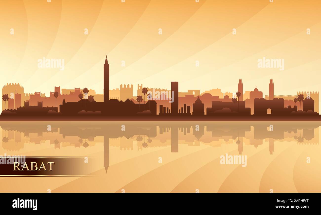 Rabat Skyline Silhouette Hintergrund Illustration Stockfoto