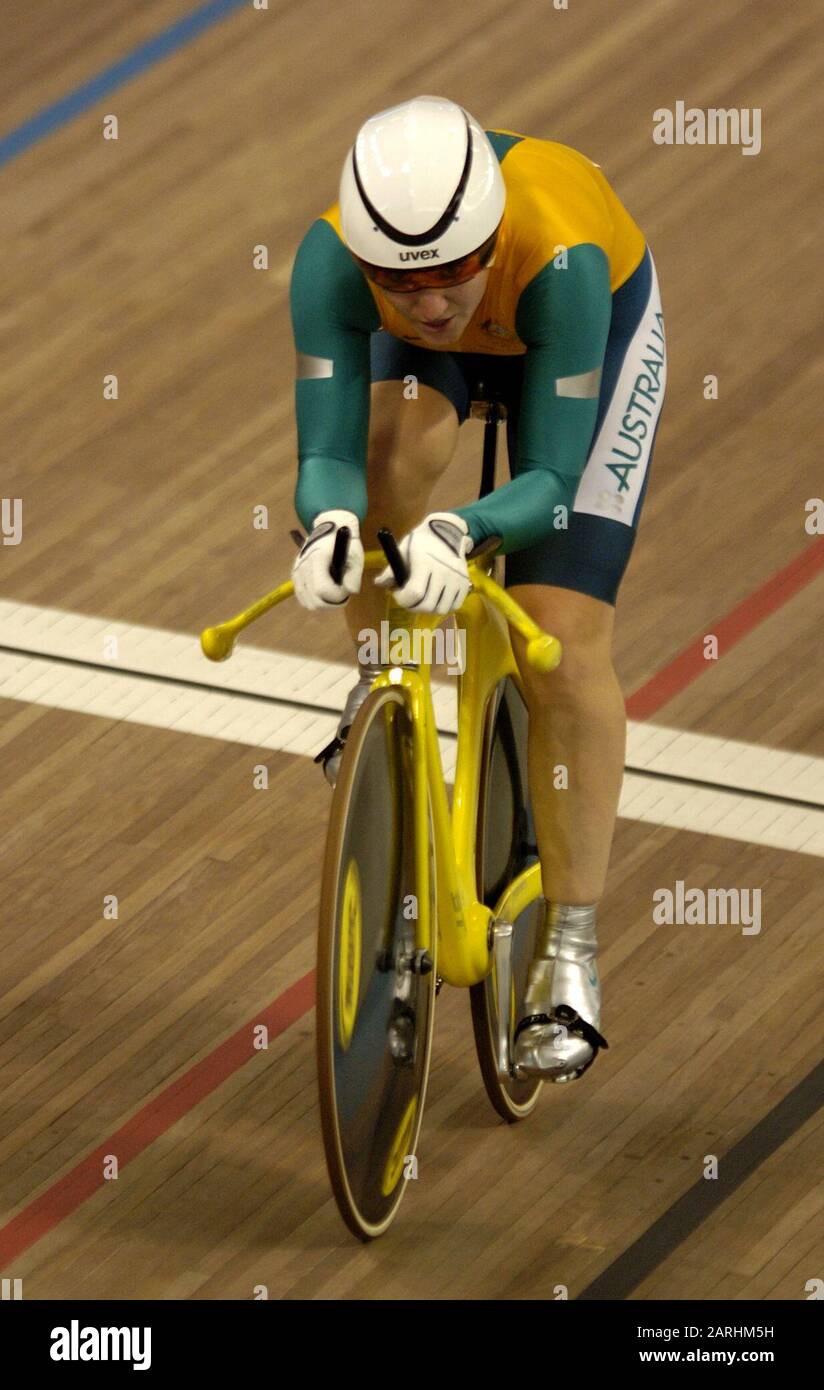 Olympische Spiele, Athen, GRIECHENLAND, Olympisches Velodrom, Damensprint, aus Anna MEARES, Foto Peter Spurrier E-Mail images@intersport-images.com Stockfoto