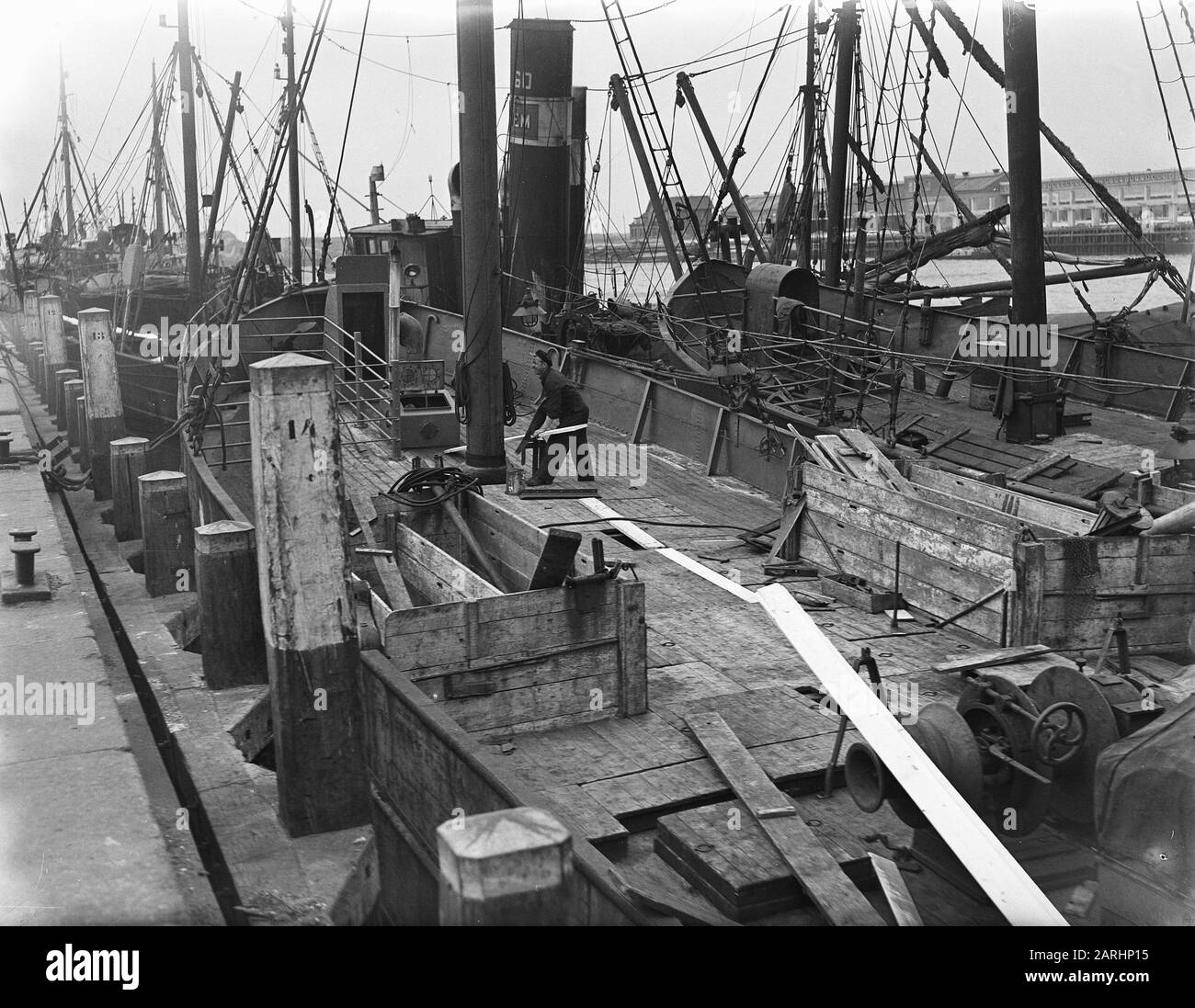 Vorbereitungen fährenflotte Datum: 28. April 1948 Schlagwörter: Vorbereitungen, Verlassen Stockfoto