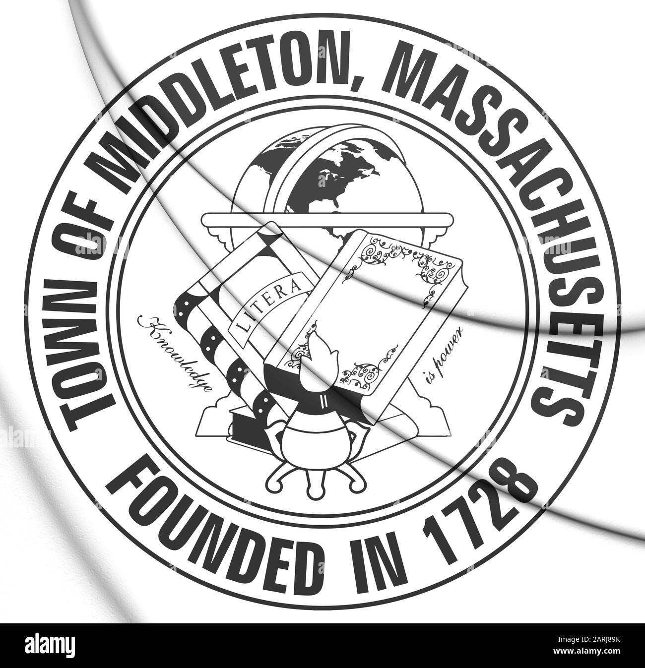 3D-Siegel von Middleton (Massachusetts), USA. 3D-Abbildung. Stockfoto