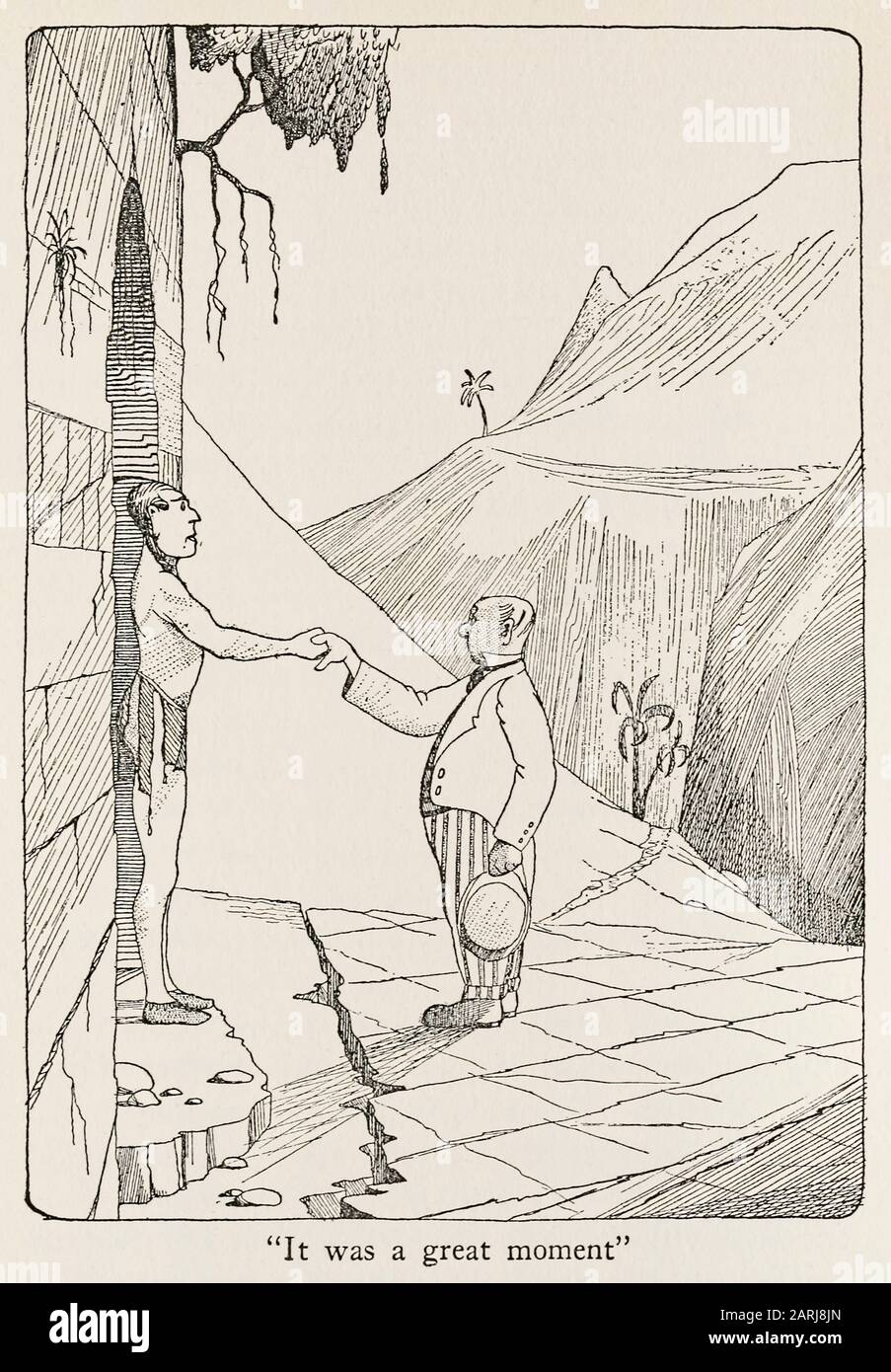 "IT was a Great Moment" Illustration from The Voyages of Doctor Dolittle (1922) geschrieben und illustriert von Hugh Lofting (1886-1947). Der zweite Roman über einen Arzt, der mit Tieren sprechen kann. Weitere Informationen finden Sie weiter unten. Stockfoto