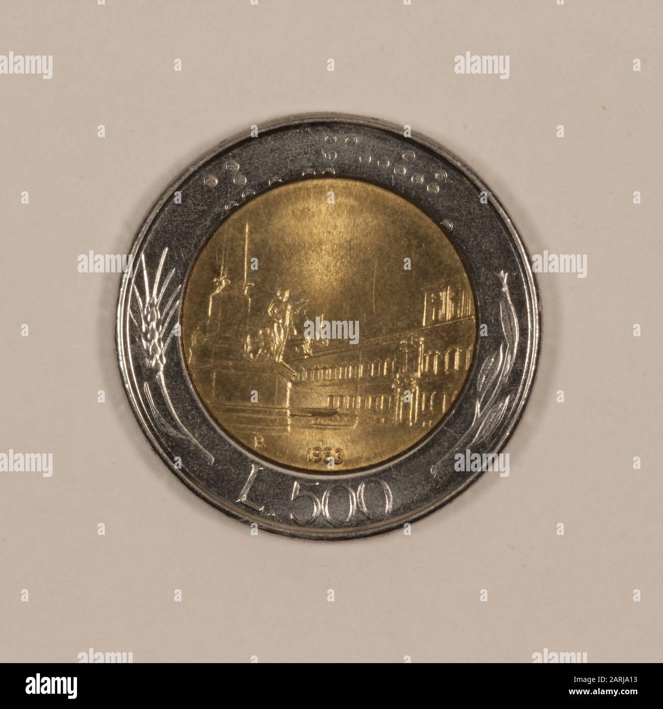 Vorderteil einer emaligen Italiens 500 Lire Münze Stockfoto