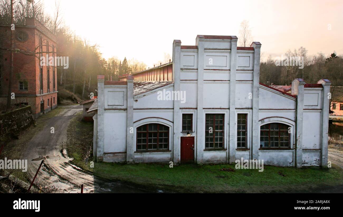 Alte Fabrik am Industriestandort Antskog Iron Works, Südfinnland. Ansku oder Antskog war eine der ersten finnischen Eisenhütten, die von Jacob Wol gegründet wurden Stockfoto