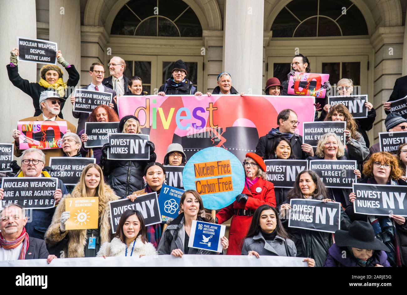 Pressekonferenz New Yorker Kampagne zur Abschaffung Von Atomwaffen. Stockfoto