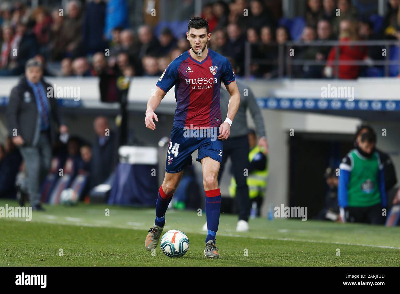 Huesca, Spanien. Januar 2020. Rafa mir (Huesca) Fußball/Fußball: Spiel der spanischen Liga SmartBank zwischen SD Huesca 1-0 CD Lugo im Estadio El Alcoraz in Huesca, Spanien. Credit: Mutsu Kawamori/AFLO/Alamy Live News Stockfoto