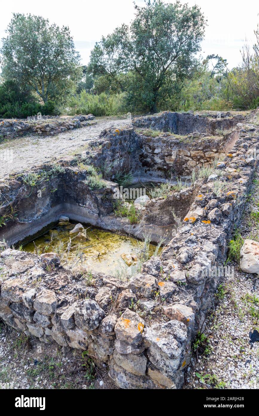 Römische Salztanks, Quinta de Marim, Naturpark Ria Formosa, Algarve, Portugal Stockfoto