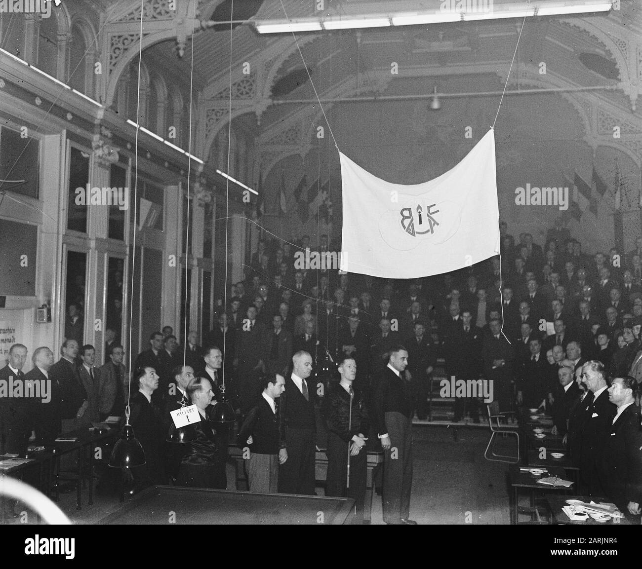 EM-Billardkadie-45. Eröffnung am 26. Februar 1948 Schlagwörter: Billalts, MEISTERSCHAFTEN, Eröffnungen Stockfoto