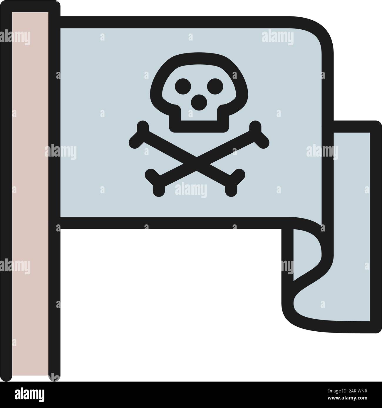 Piratenfahne, Jolly Roger Flat Color Line Icon. Stock Vektor