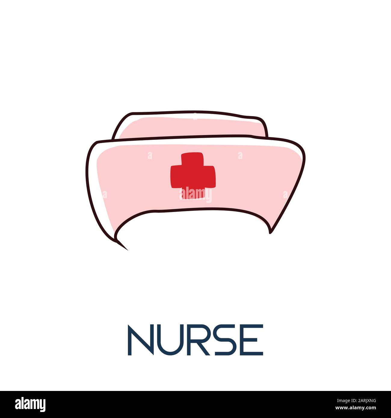 Krankenschwester Hut langer Schatten flacher Stil Sanitäter Ikone Illustration Stock Vektor